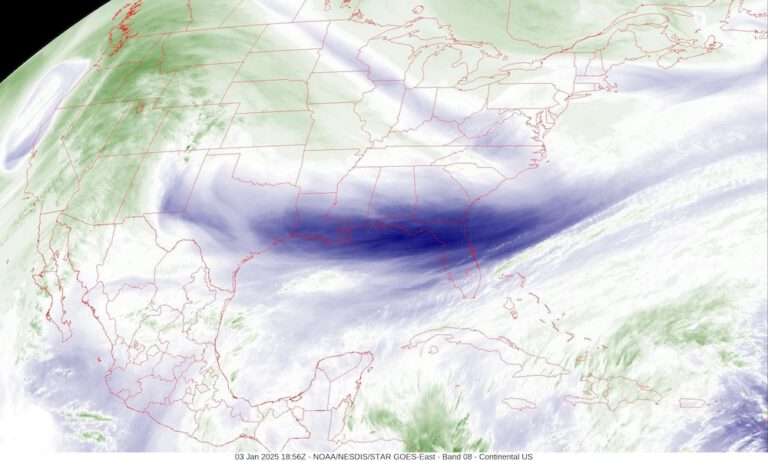Map of moisture in the upper atmosphere