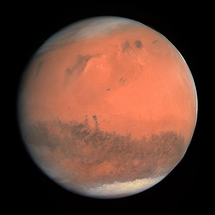 An image of Mars in space